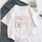Летняя футболка Ulzzang с мультяшным хиппи смайликом кавайным котом Женская Футболка Harajuku, винтажная Свободная Женская футболка с коротким рукавом, одежда