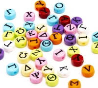 fashion round acrylic greek alphabet black loose enamel letters beads diy plastic beads with hole 100 pieces