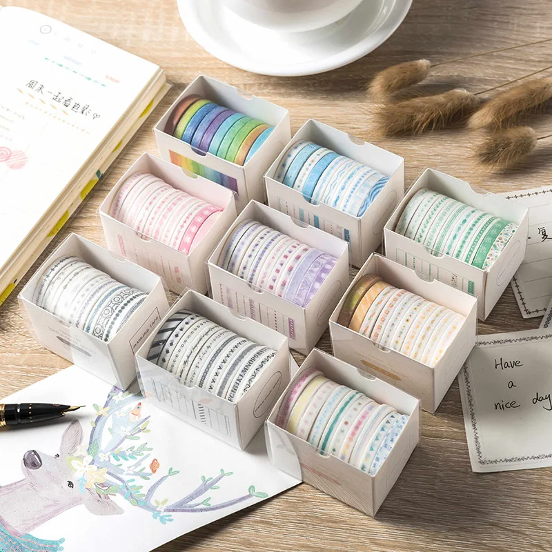 

10 Pcs/set Basic Color Series Very Fine Washi Tape Children Diy Diary Masking Tape Stationery Scrapbook Stickers Decorative Tape
