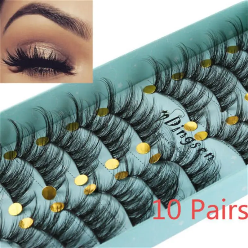 Натуральные длинные накладные ресницы 10 пар искусственные ручной работы для