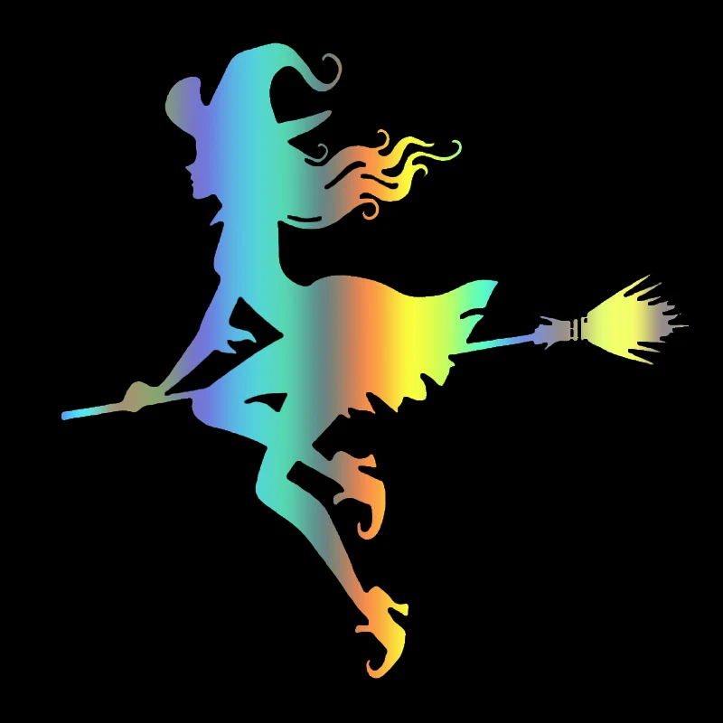 

Стикеры для Хэллоуина «ведьма Летающая на метле», разные размеры/цвета