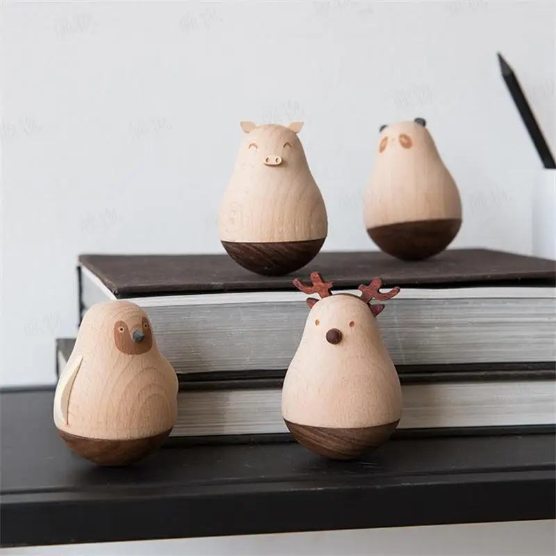 Древесный стакан с животными для украшения дома или гостиной|Статуэтки и