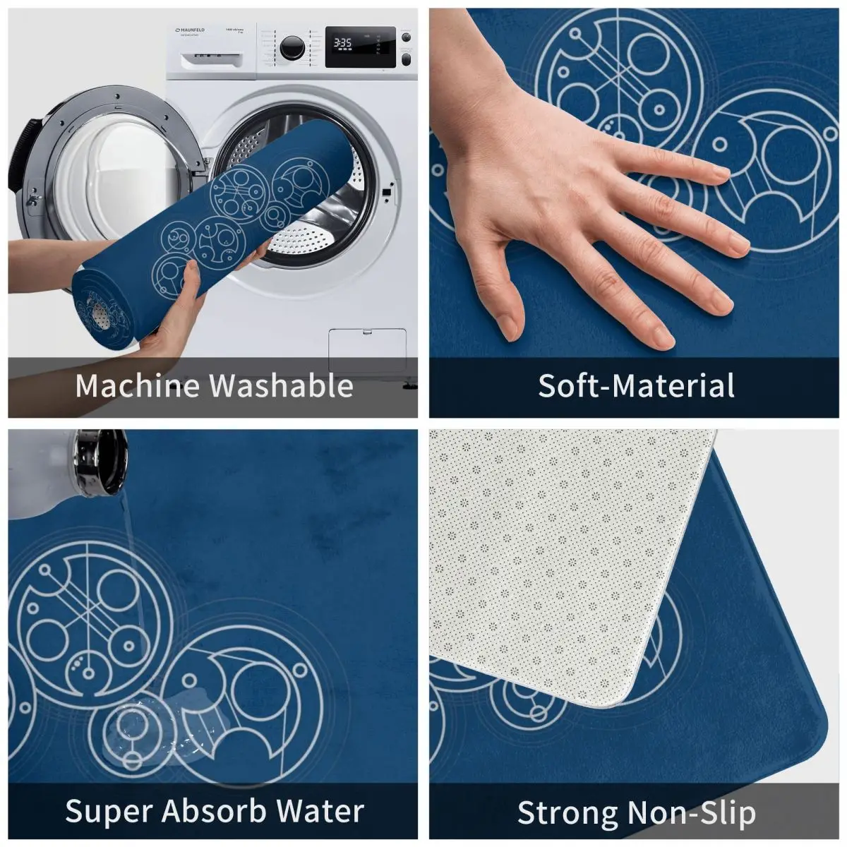 Time And Relative Dimension Doormat Carpet Mat Rug Polyester PVC Non-Slip Floor Decor Bath Bathroom Kitchen Living Room 40*60 | Дом и сад