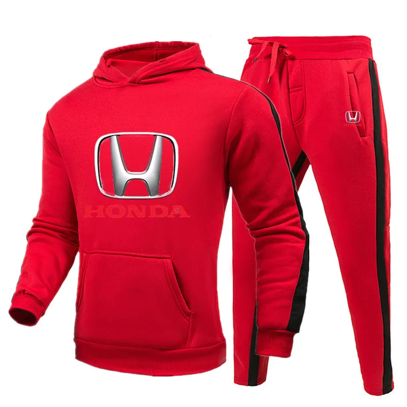 

Honda Men's Suit Hoodie + Pants 2021Spring Fall Track Field Sweatshirt Sweatpants Fashion Loose Men's Hip Hop Pullover Hoodie