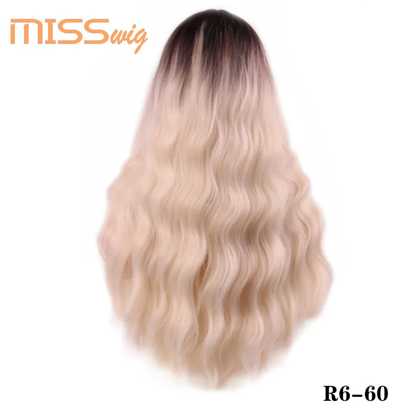T27/30/4 Miss Wig длинные волнистые парики для черных женщин африканские американские синтетические волосы золотые коричневые парики с челки термостойкие парики - Цвет: T27/30/4