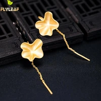 925 sterling silver 18k gold lotus leaf drop earrings for women luxury handmade palace vintage jewelry spring new arrival