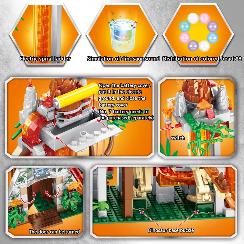 Mailackers мир динозавров юрского периода идеи мраморный путь кирпичи Электрический