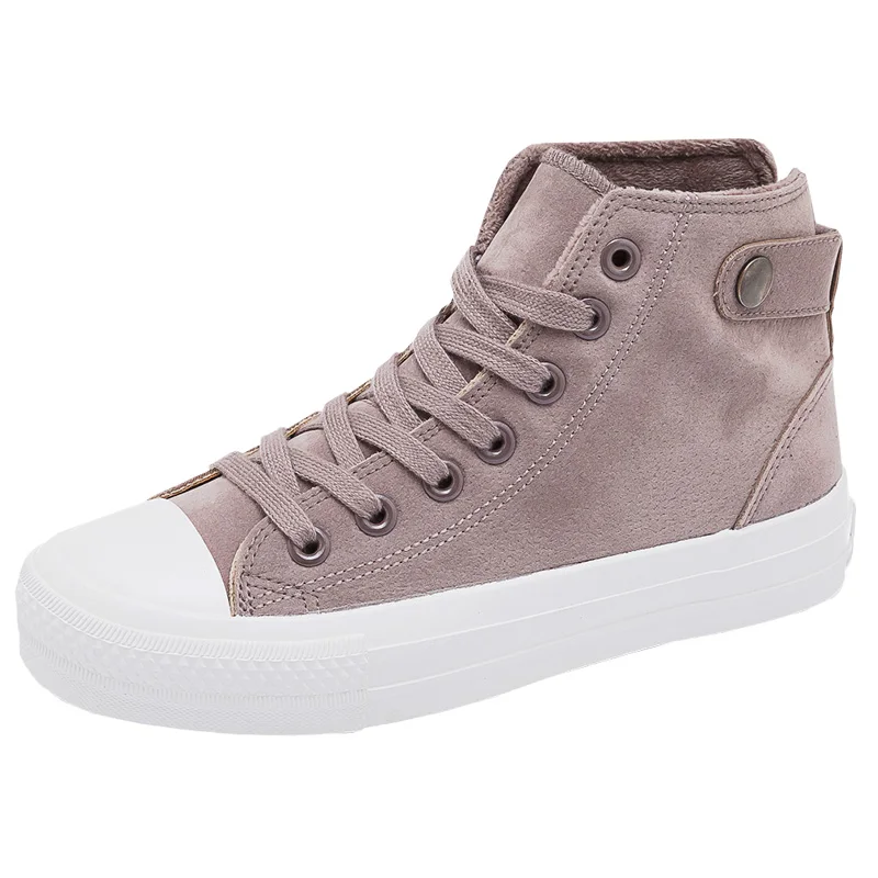 Winter New Solid Color Shoes Female Fashion Rivet Wild Thick Warm Women's Shoes Non-slip Trend Comfortable High-top Casual Shoes
