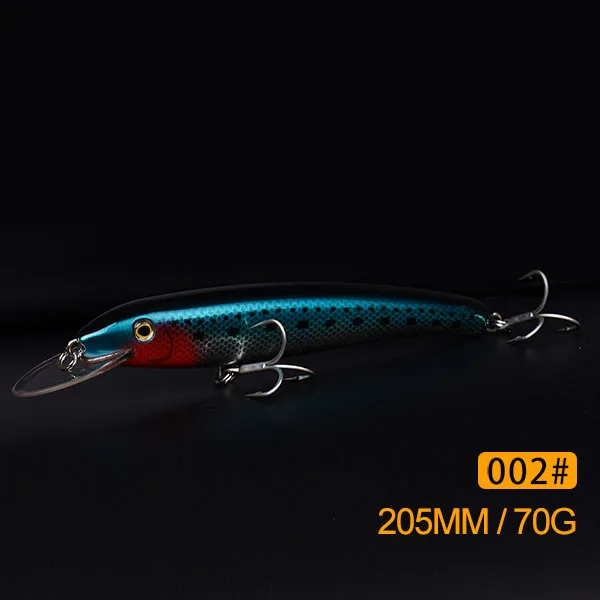 Приманка для рыбалки Minnow, цветная приманка, искусственная жесткая приманка для рыбалки, 205 мм, 70 г - Цвет: 002