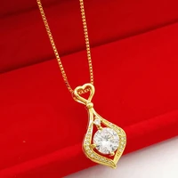 exquisite pendant chain necklace yellow gold filled fashion women jewelry gift