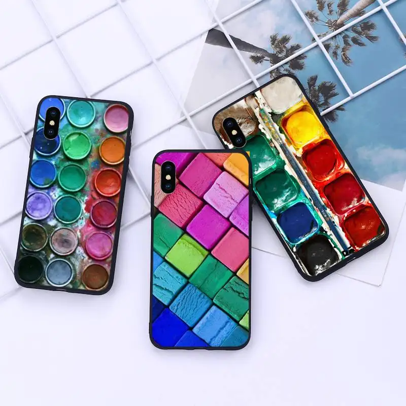 

Watercolors Set Palette Painting Box Phone Case For iphone 12 11 13 7 8 6 s plus x xs xr pro max mini