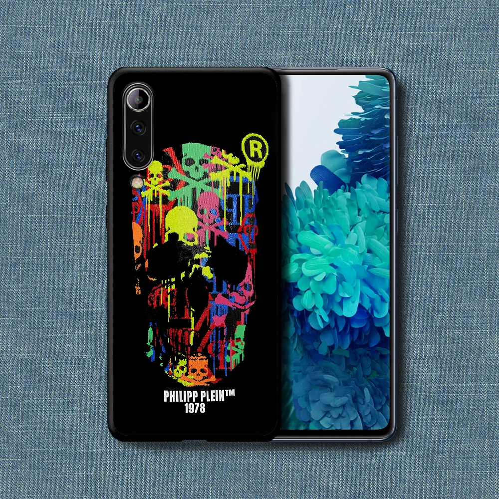

Qp Philipp Trend Brand Skull Phone Case For Xiaomi Mi Note 10 A3 9 MAX 3 A2 8 9 Lite Pro Ultra black Cell Trend Cover 3D Bumper