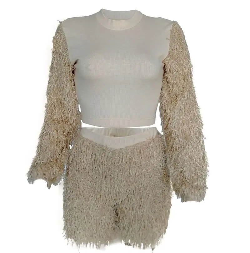 

Autumn and Winter Sweater Tassel Fleece Suit