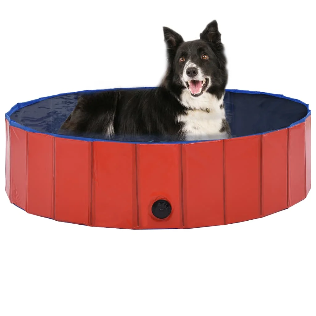 

Foldable Dog Swimming Pool Red 47.2"x11.8" PVC