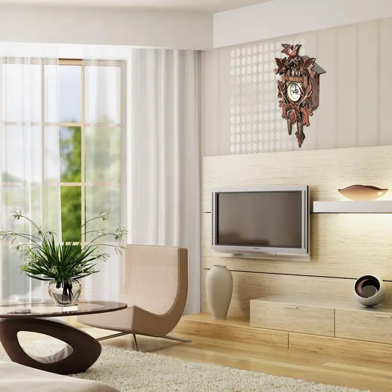 Винтажное украшения для дома настенные часы с птицей Висячие деревянные Cuckoo