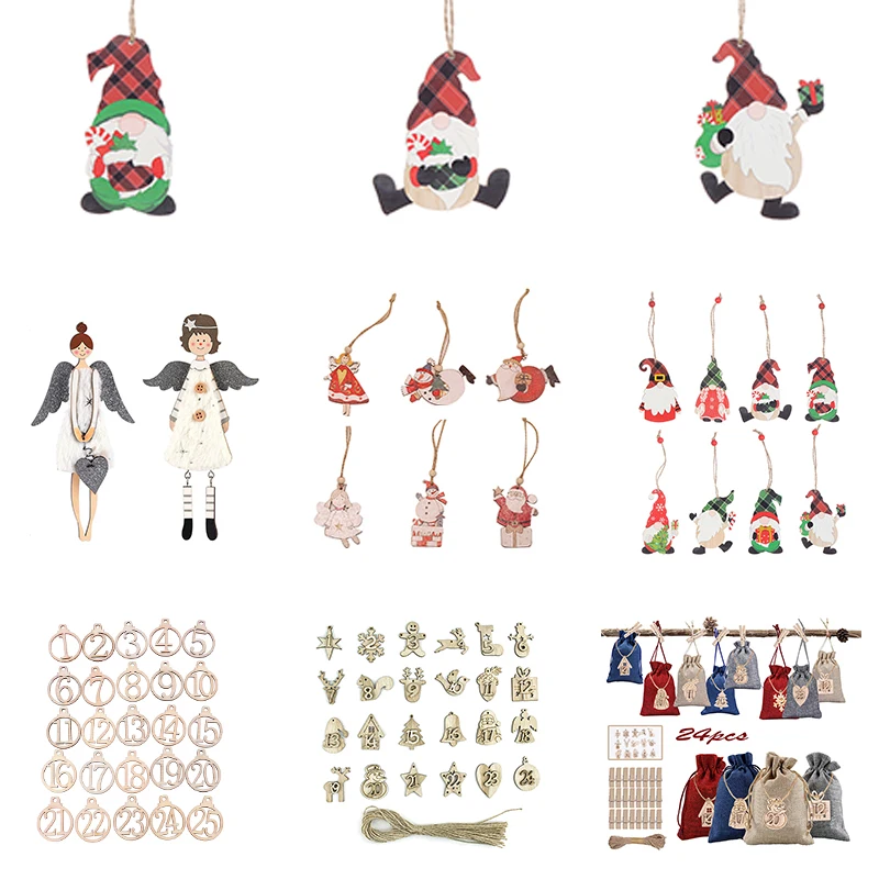 

Christmas Wooden Pendants Xmas Tree Hanging Ornaments DIY Wood Crafts For Home Christmas Party New Year Decorations