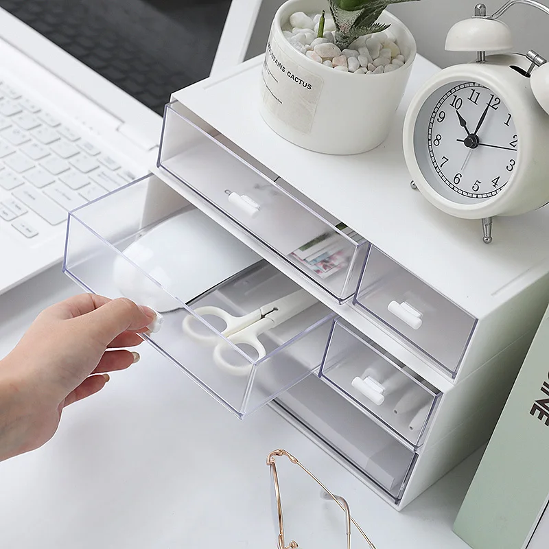 Белая пластиковая коробка для хранения косметики ящик макияжа органайзер