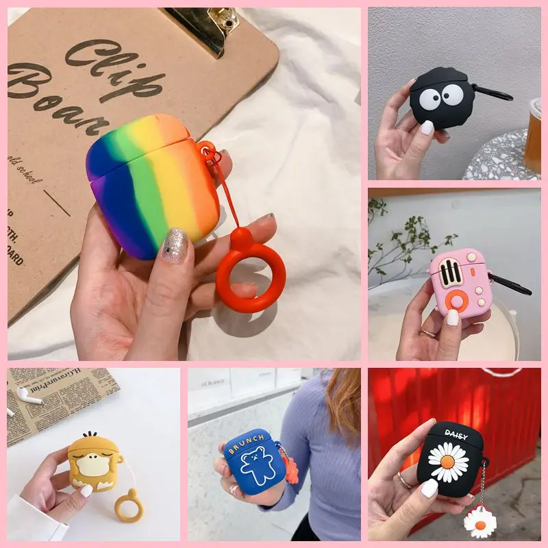 Милый мультяшный чехол для беспроводных наушников Baseus W04 TWS силиконовый с