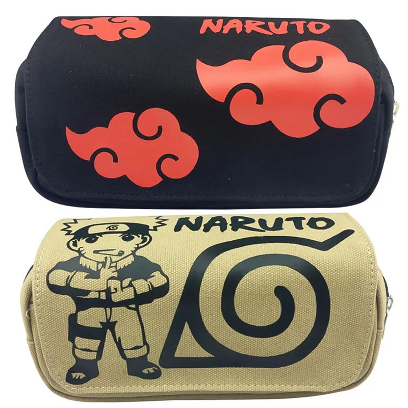 Аниме Наруто Akatsuki Наруто Холст Карандаш сумка двойная молния большой емкости Карандаш Чехол Косплей косметичка