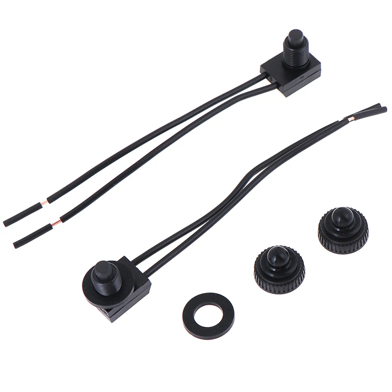

2PCS 12V Waterproof Push Button On-Off Switch With 4" Lead Wire Black