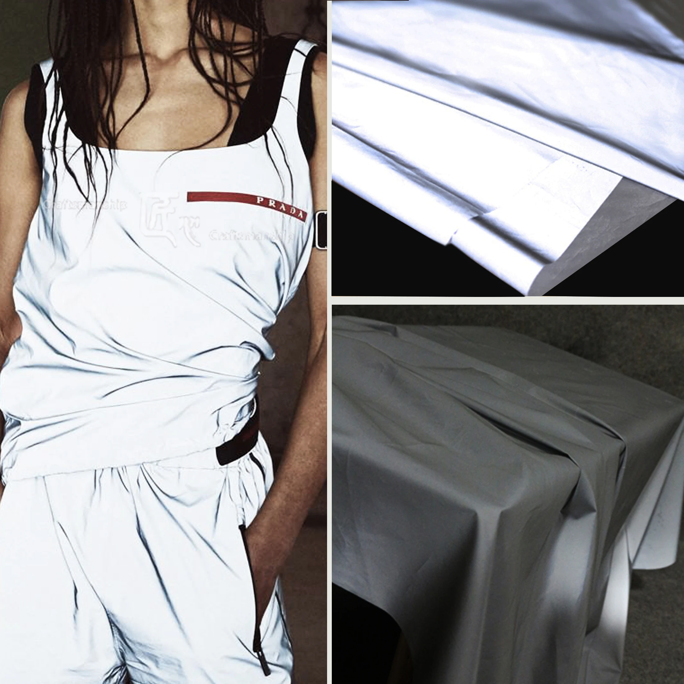 Reflective Glow in the Dark/Gray Silver Eye-Catching Safety Warning Special Creative Fashion Designer Windbreaker Fabric