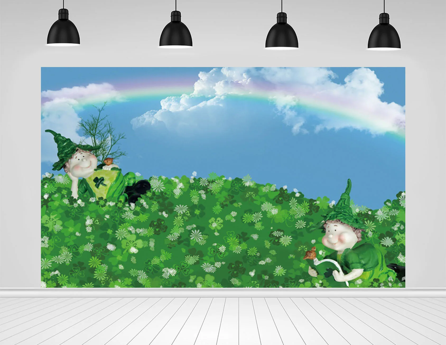 

Scopiso клевера-символа Дня Святого Патрика джемпер фон эльф играет на траве Семья вечерние Декор фото студия декорация реквизит фон для фотос...