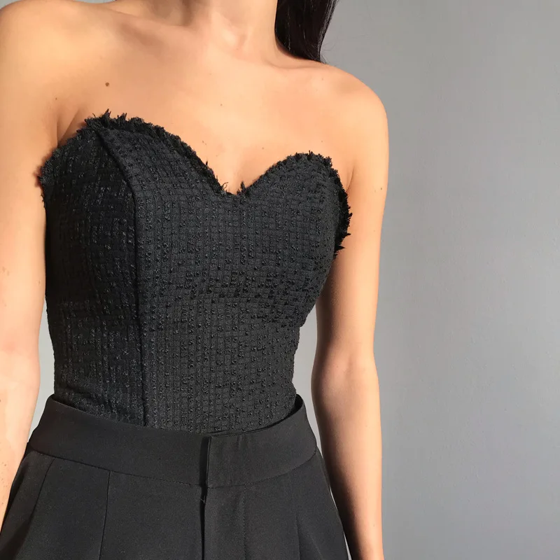 

2021 Summer Comfortable Fashion Tank Tops Women Trendy Solid Knitted Camis Strapless Casual Off Shoulder Sexy Bustier Streetwear