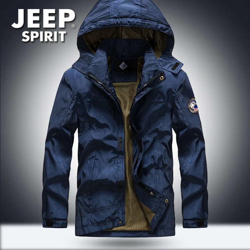 JEEP SPIRIT военная куртка мужская повседневная с капюшоном воротник сетчатая юбка пальто Мужская Плюс Размер M-4XL Верхняя одежда летняя куртка