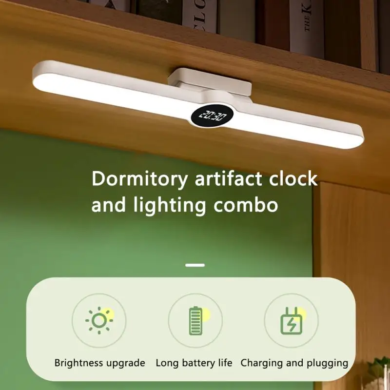 

Magnet Adsorption Led Clock Desk Lamp Touch Table Lamp Bedside Reading Eye Protection Kids Night Light USB Chargeable For Home