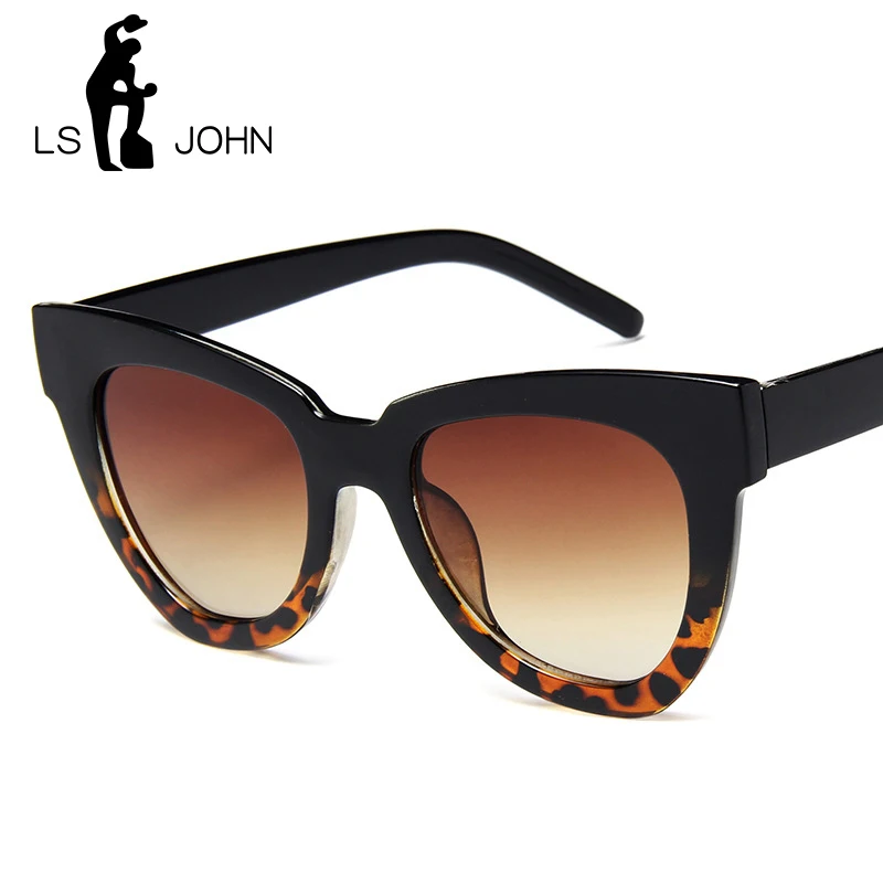 Женские винтажные солнцезащитные очки LS JOHN леопардовые кошачий глаз с защитой