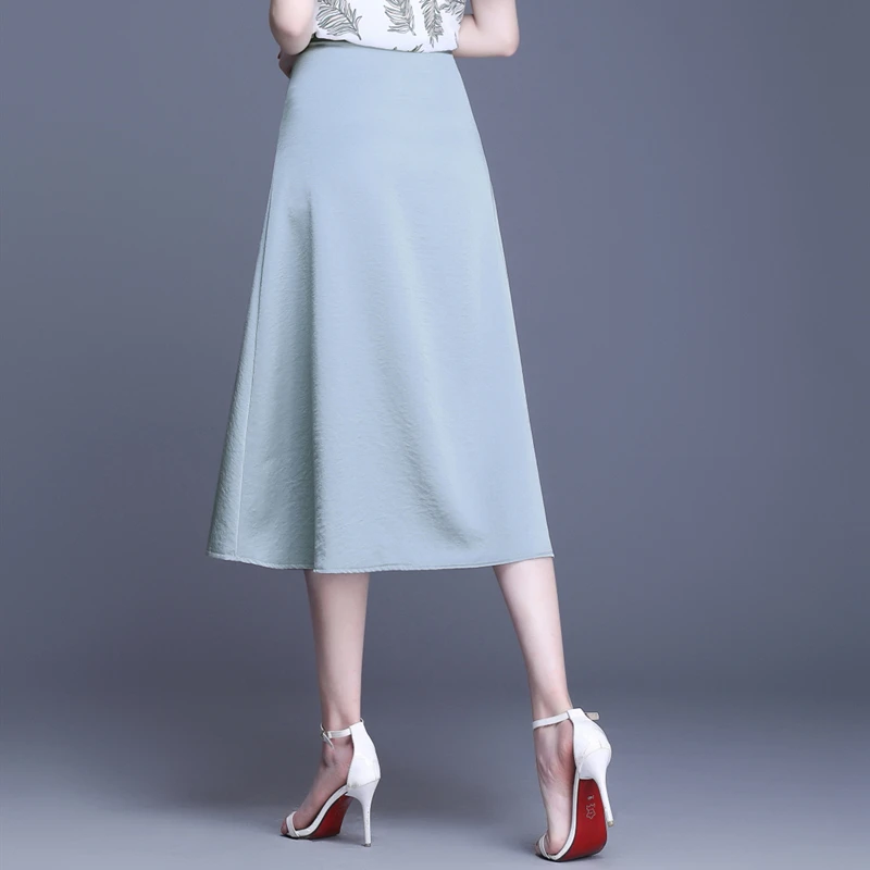 Женская атласная юбка TingYiLi элегантная офисная длинная с высокой талией в