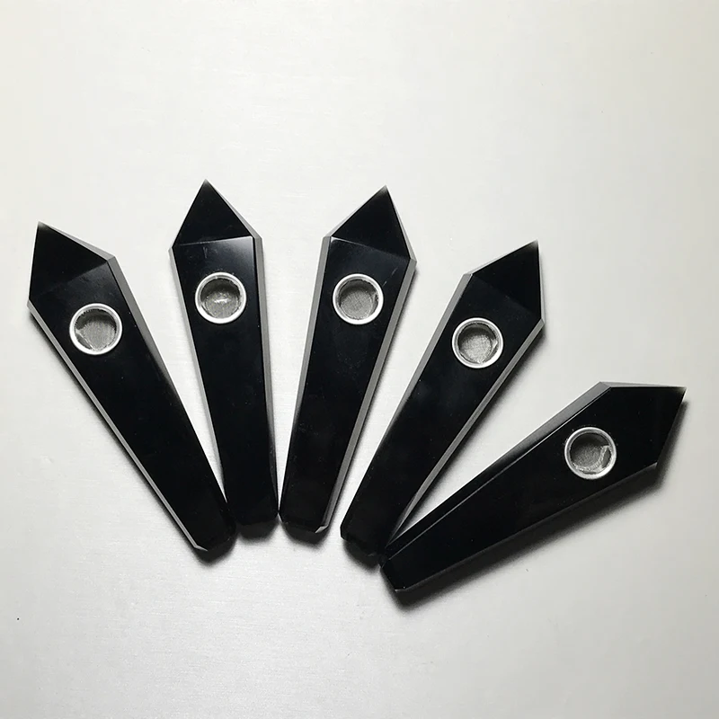 35g Natural Quartz Crystal Healing Obsidian Pipe Smoking Point for Optimal Wellness image 4