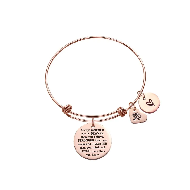 Женский браслет из нержавеющей стали с регулируемыми буквами и