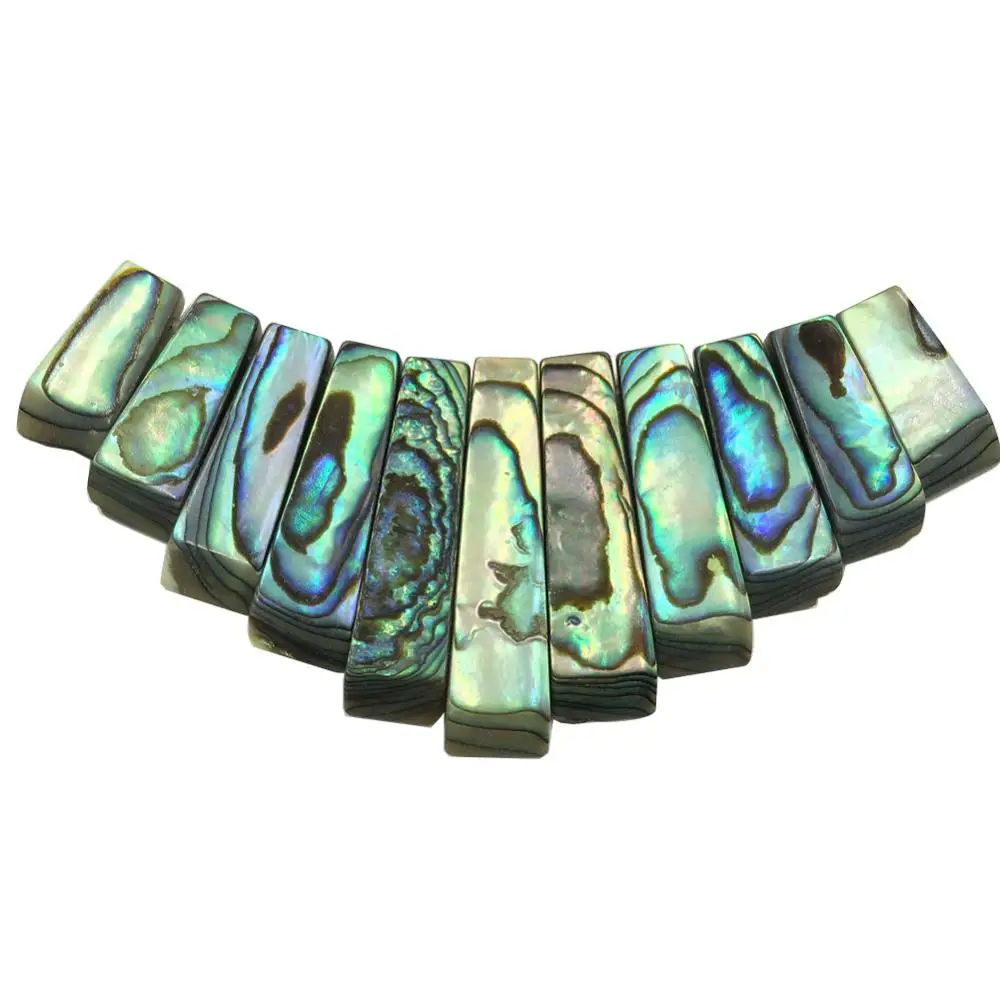 

Free Shipping Women Fashion Jewelry New Zealand Abalone Shell Oblong Pendant Bead 11pcs 1Set C8370