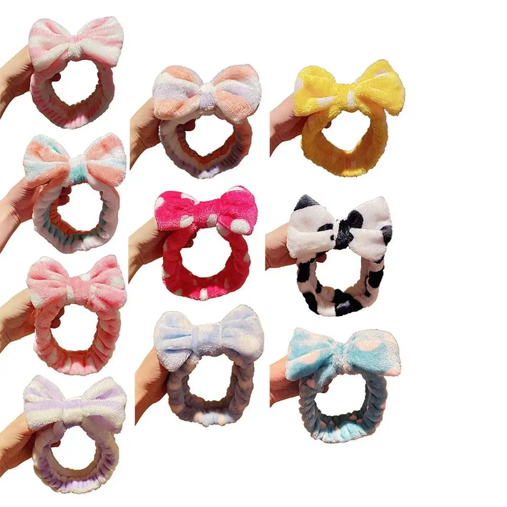 Повязка на голову из тонкого хлопка + резинка в полоску и пятнышки для мытья лица