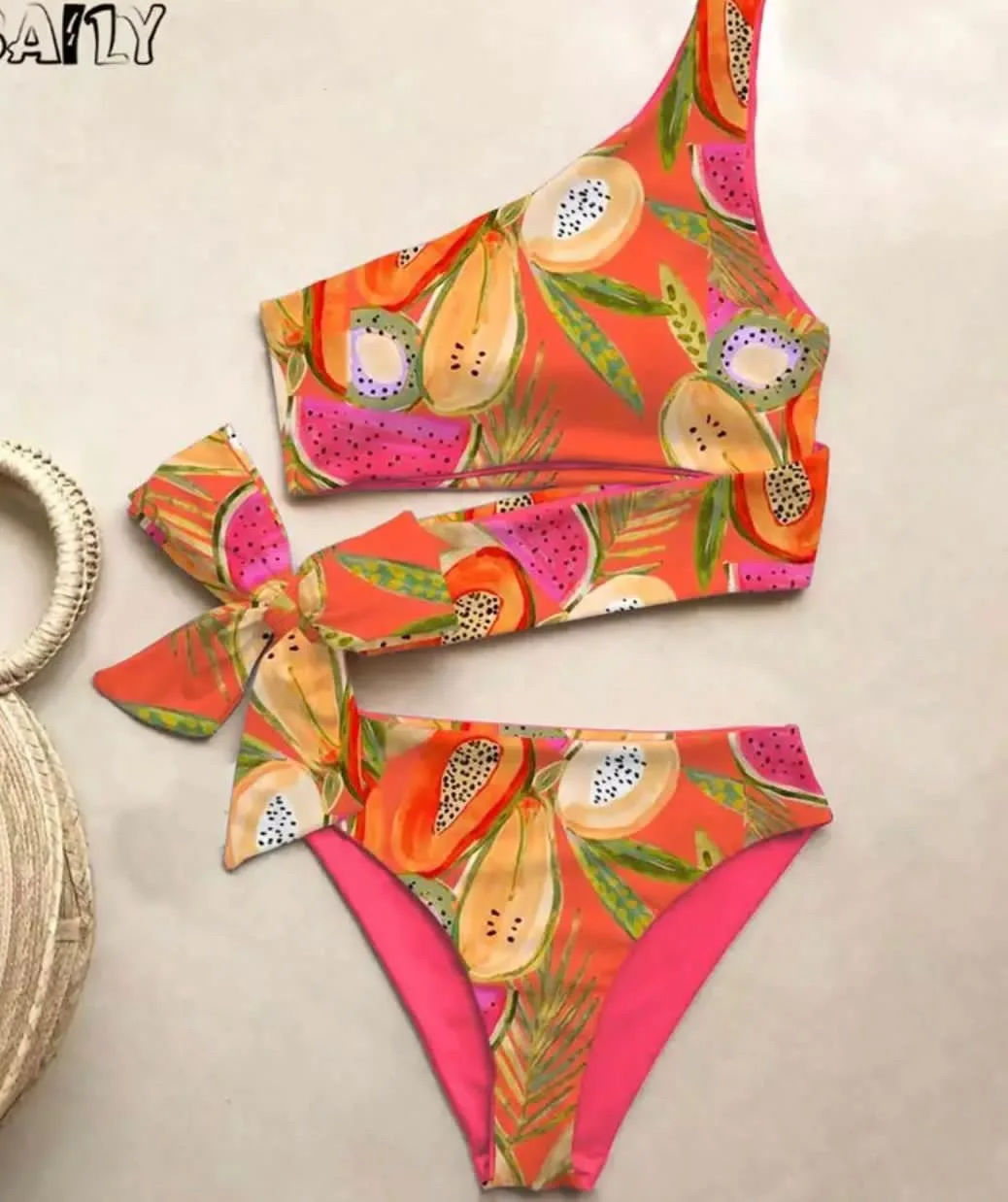 

2021 swimsuit beach swimwear swimsuit shoulder a word printed suit fashion sexy bikini connected piece harness a bathing suit