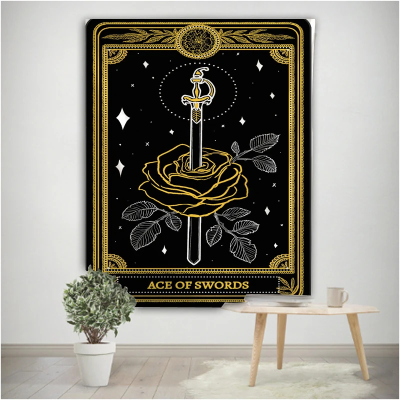 Мандала черно белое одеяло с рисунком карты Таро гобелен настенный постельное