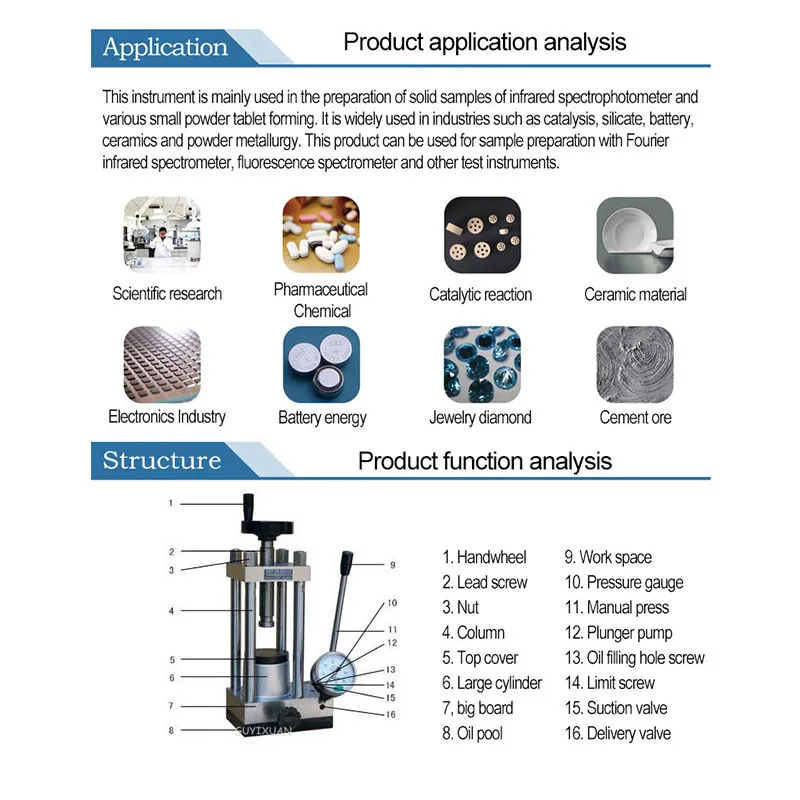 

769YP-15A Manual Powder Tablet Press Infrared Press Machine Small Hydraulic Press 15 tons