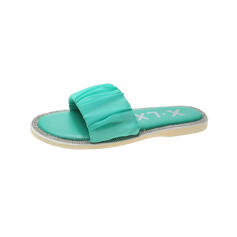 

Low Slippers Casual Summer Women's Shoes Med Square Toe Heeled Mules Slides Pantofle Luxury High Block 2021 PU Basic Rubber Fret