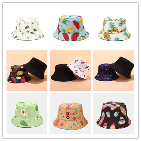 Летняя Рыбацкая шляпа двустороннее ведро с принтом божьих коровок женская