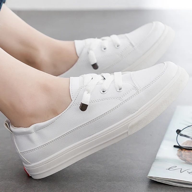 Новинка женская Вулканизированная обувь белые кроссовки повседневная с