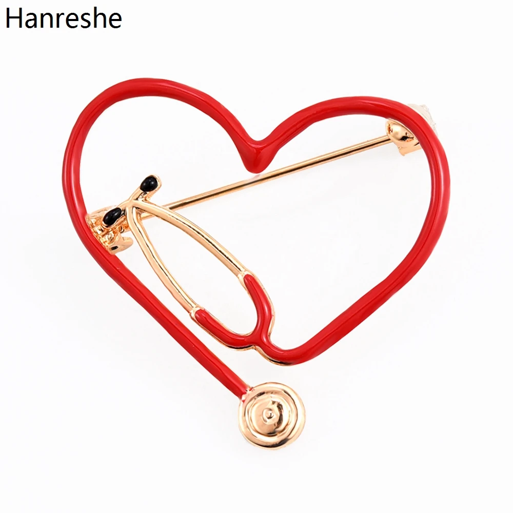 

Hanreshe 3 Color Heart-shaped Stethoscope Medical Brooch Pin Enamel Lapel Jewelry Badge Trend Gift for Doctors and Nurses