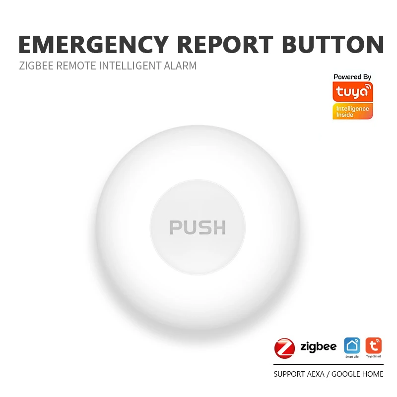 

Tuya Zigbee Wireless Remote Call Button SOS Alarm Sensor One-key Emergency Button Caregiver Pager for Fall Down Patient Elderly