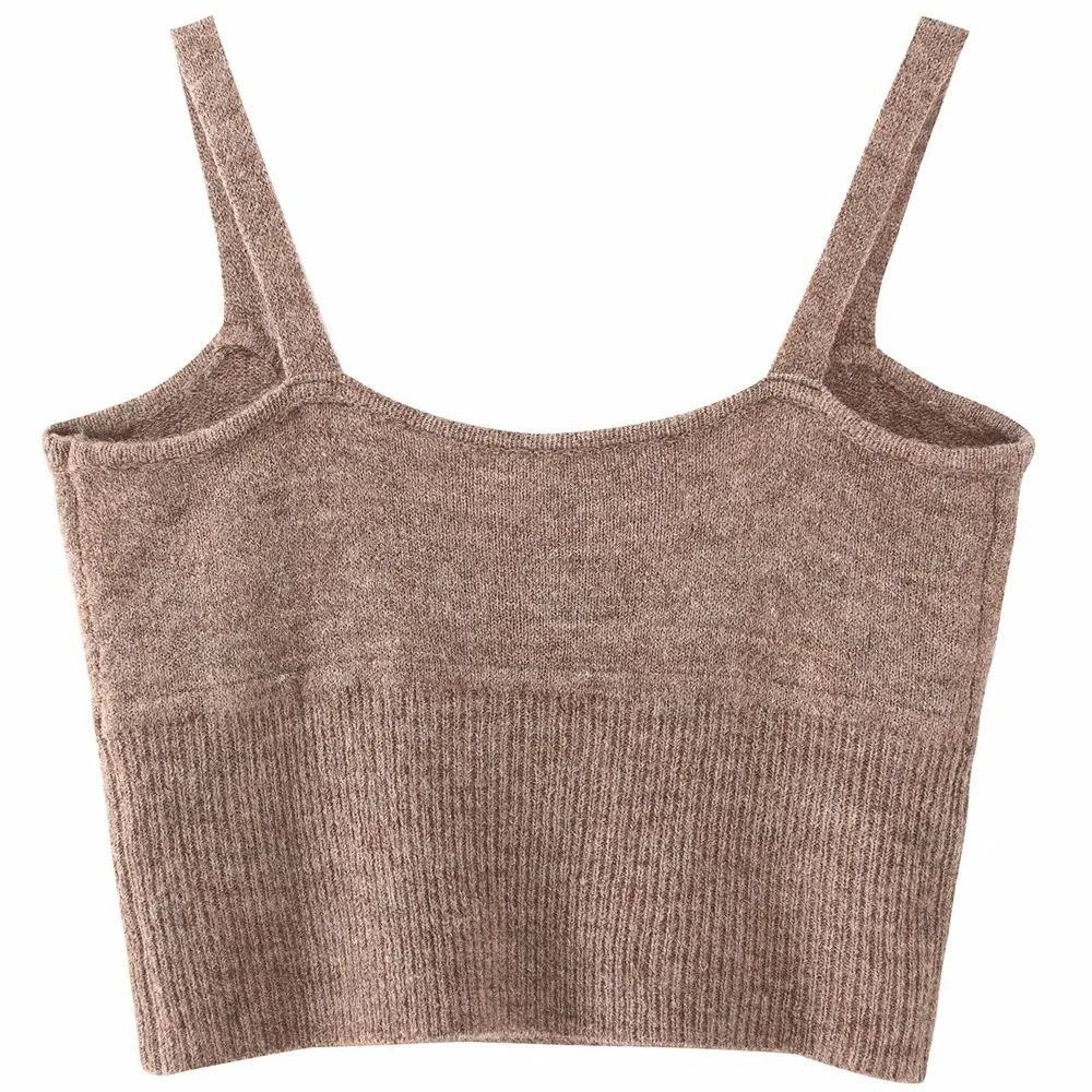 Женская облегающая трикотажная кофта тонкая без рукавов в стиле ретро новинка