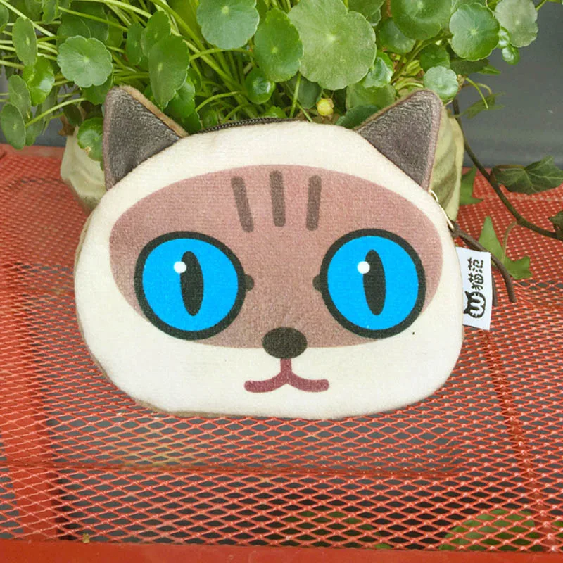Милый креативный кошелек для мелочи с 3D-принтом кошка звезда голова кошки сумка