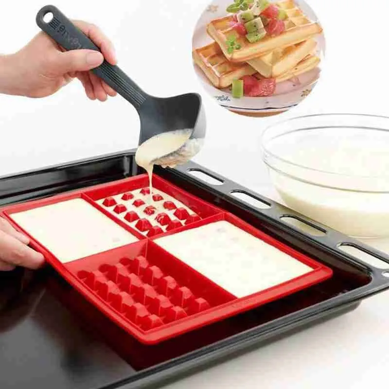 

Kitchen Waffle Mold Non-stick DIY Baking Mold High-temperature Mold Shape Tool Mold Silicone Kitchen Heart Baking Bakeware R5M7