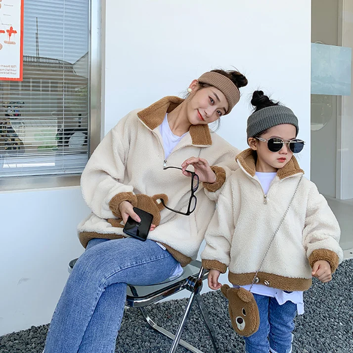 

2021 Winter Mom And Daughter Jacket Kids Girl Coat Parent-Child Matching Outfit Mother Daughter Clothes Children Fashion Hoodies