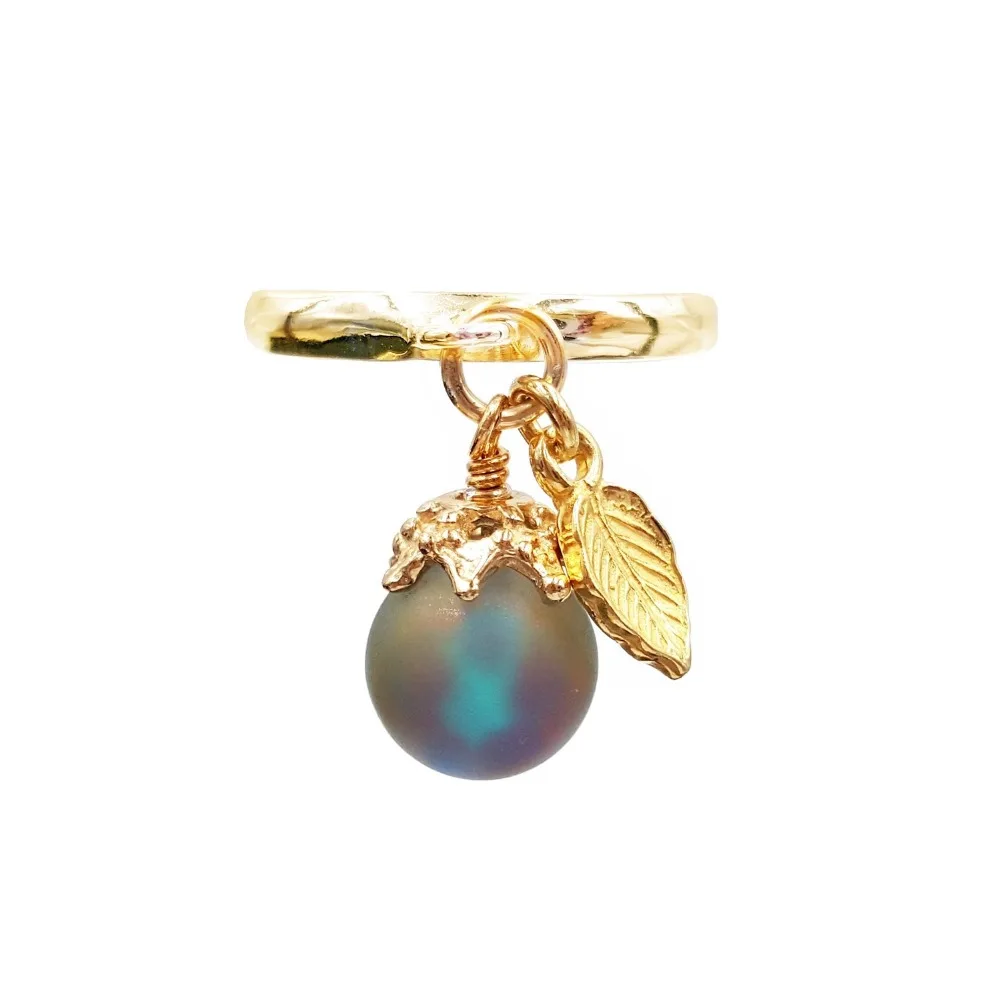 

Lii Ji Aurora Crystal 925 Sterling Silver 18K Real Gold Plated Leaf Ring Nice Gift for Women Girl Friend Mother