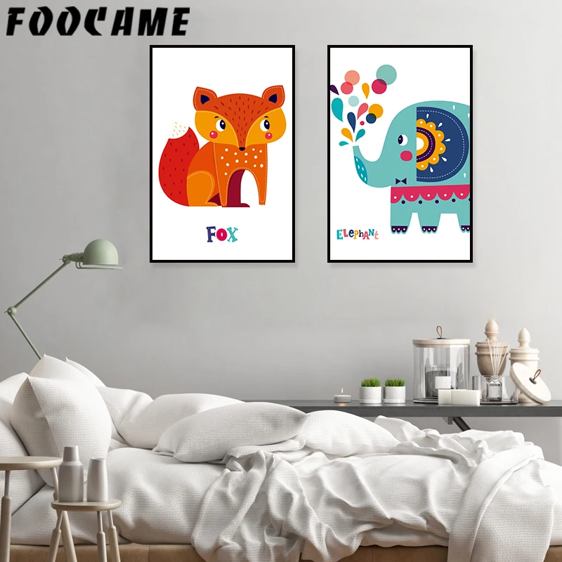 Лиса слон мультфильм животное Скандинавское украшение для детской комнаты