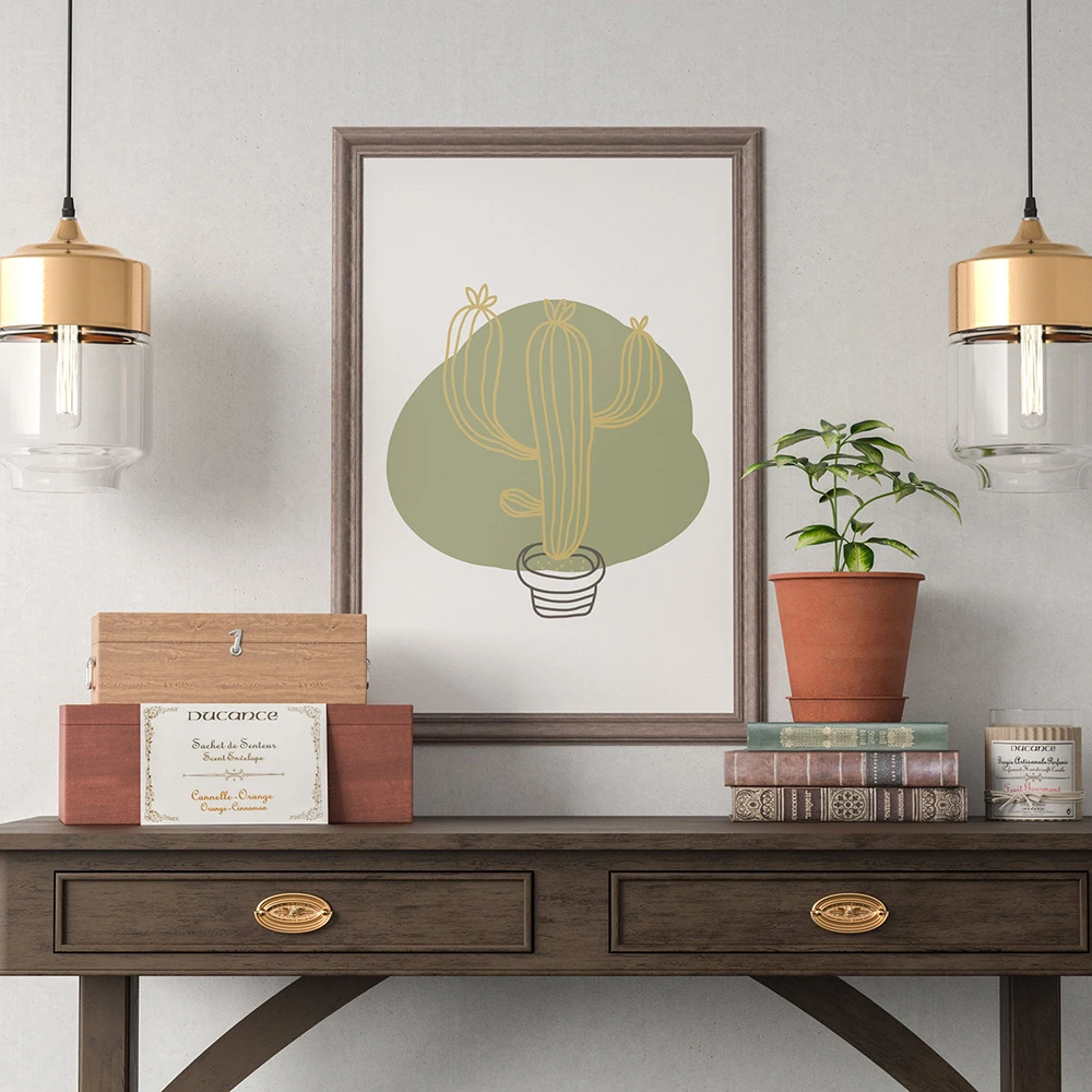 Скандинавская абстрактная графика плакаты печать кактус растения холст